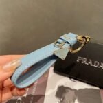 Prada keychain official website triangle brand pendant leather ring keychain car bag accessories - Image 3