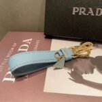 Prada keychain official website triangle brand pendant leather ring keychain car bag accessories - Image 2