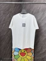 GIVENCHY full-print rhinestone and burnt flower small logo round neck short-sleeved - Image 3