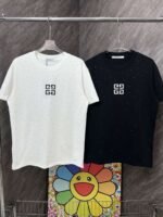 GIVENCHY full-print rhinestone and burnt flower small logo round neck short-sleeved