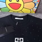 GIVENCHY full-print rhinestone and burnt flower small logo round neck short-sleeved - Image 2