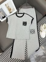 Loewe 2025 new contrast color T-shirt + wide-leg pants suit casual suit - Image 7