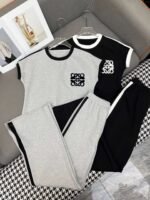 Loewe 2025 new contrast color T-shirt + wide-leg pants suit casual suit