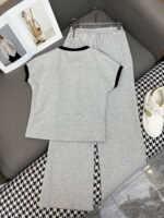 Loewe 2025 new contrast color T-shirt + wide-leg pants suit casual suit - Image 3