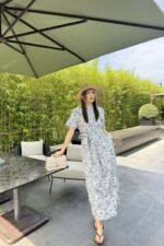 DIOR Butterfly Print Short Sleeve Dress Premium Quality - Image 2