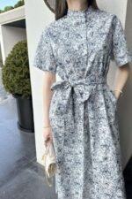 DIOR Butterfly Print Short Sleeve Dress Premium Quality