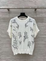 Brunello Cucinelli Spring and summer new sequin three-dimensional embroidery short-sleeved knitted T-shirt Premium - Image 3