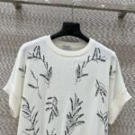 Brunello Cucinelli Spring and summer new sequin three-dimensional embroidery short-sleeved knitted T-shirt Premium - Image 2