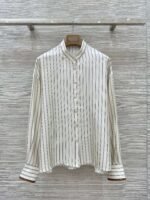 Brunello Cucinelli 2025 Spring and Summer New Arrivals Casual Wear Silk Striped Shirt Shorts Set 100% Silk Premium - Image 5