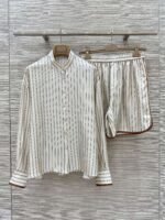 Brunello Cucinelli 2025 Spring and Summer New Arrivals Casual Wear Silk Striped Shirt Shorts Set 100% Silk Premium