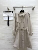 Chanel vintage series workwear mid-length trench coat with lettering printed lining and imported trench coat fabric - Image 2