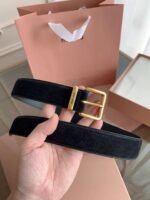 miumiu belt width 3.5cm double-sided suede calfskin material premium version - Image 12
