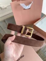 miumiu belt width 3.5cm double-sided suede calfskin material premium version