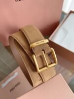 miumiu belt width 3.5cm double-sided suede calfskin material premium version - Image 9