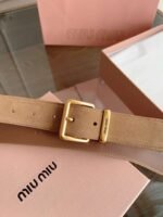 miumiu belt width 3.5cm double-sided suede calfskin material premium version - Image 5