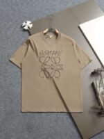 LOEWE new solid color letter dislocation embroidery high-quality cotton T-shirt - Image 6