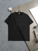LOEWE new solid color letter dislocation embroidery high-quality cotton T-shirt - Image 8