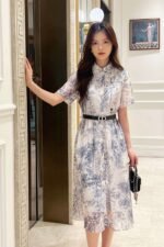Dior 2025 summer new blue floral pattern dress