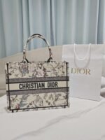 DIOR Beige Millefiori Embroidered Medium Book Tote 36 x 27.5 x 16.5cm Premium