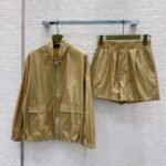 GUCCI summer new dark jacquard stand collar jacket + high waist shorts - Image 9