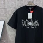 BALENCIAGA Simple letter LOGO double ring + small letter three-dimensional glue dripping process 330g round neck short sleeve high quality T-shirt - Image 12