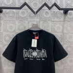 BALENCIAGA Simple letter LOGO double ring + small letter three-dimensional glue dripping process 330g round neck short sleeve high quality T-shirt - Image 9