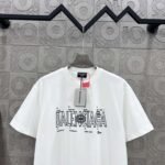 BALENCIAGA Simple letter LOGO double ring + small letter three-dimensional glue dripping process 330g round neck short sleeve high quality T-shirt - Image 8