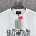 BALENCIAGA Simple letter LOGO double ring + small letter three-dimensional glue dripping process 330g round neck short sleeve high quality T-shirt - Image 5