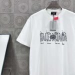 BALENCIAGA Simple letter LOGO double ring + small letter three-dimensional glue dripping process 330g round neck short sleeve high quality T-shirt - Image 4