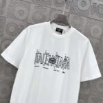 BALENCIAGA Simple letter LOGO double ring + small letter three-dimensional glue dripping process 330g round neck short sleeve high quality T-shirt - Image 3