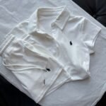 Ralph Lauren pony embroidered lapel short-sleeved pleated waist top with drawstring elastic waist skirt set - Image 7