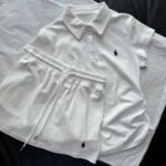 Ralph Lauren pony embroidered lapel short-sleeved pleated waist top with drawstring elastic waist skirt set - Image 4