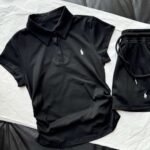 Ralph Lauren pony embroidered lapel short-sleeved pleated waist top with drawstring elastic waist skirt set - Image 2