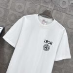 DIOR&Stone Island joint Stone Island logo three-dimensional glue process 330g round neck short-sleeved T-shirt high weight - Image 4