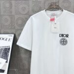 DIOR&Stone Island joint Stone Island logo three-dimensional glue process 330g round neck short-sleeved T-shirt high weight - Image 3
