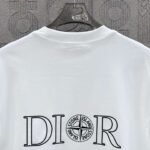 DIOR&Stone Island joint Stone Island logo three-dimensional glue process 330g round neck short-sleeved T-shirt high weight - Image 2
