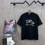 BURBERRY Hollow Warhorse LOGO logo three-dimensional glue dripping process 330g round neck short sleeve high quality T-shirt - Image 11