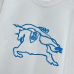 BURBERRY Hollow Warhorse LOGO logo three-dimensional glue dripping process 330g round neck short sleeve high quality T-shirt - Image 5