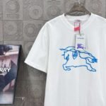 BURBERRY Hollow Warhorse LOGO logo three-dimensional glue dripping process 330g round neck short sleeve high quality T-shirt - Image 4