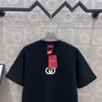GUCCI Simple LOGO double G three-dimensional glue craft 330g round neck short-sleeved T-shirt - Image 2