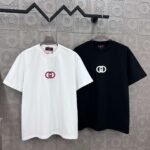 GUCCI Simple LOGO double G three-dimensional glue craft 330g round neck short-sleeved T-shirt