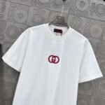 GUCCI Simple LOGO double G three-dimensional glue craft 330g round neck short-sleeved T-shirt - Image 10