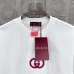 GUCCI Simple LOGO double G three-dimensional glue craft 330g round neck short-sleeved T-shirt - Image 9