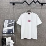 GUCCI Simple LOGO double G three-dimensional glue craft 330g round neck short-sleeved T-shirt - Image 8