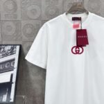 GUCCI Simple LOGO double G three-dimensional glue craft 330g round neck short-sleeved T-shirt - Image 6