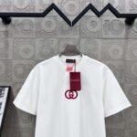 GUCCI Simple LOGO double G three-dimensional glue craft 330g round neck short-sleeved T-shirt - Image 5