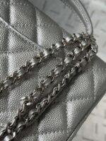 Chanel silver AS2431 ball pattern handbag autumn and winter latest CF handbag series advanced version size：20x14x7cm - Image 9