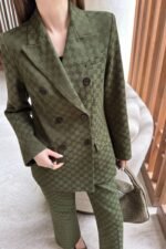 GUCCI series green jacquard suit jacket advanced handmade high-quality clothing - Image 12