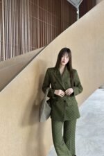 GUCCI series green jacquard suit jacket advanced handmade high-quality clothing - Image 11