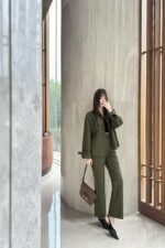 GUCCI series green jacquard suit trousers Advanced handmade high-quality trousers - Image 8